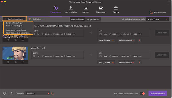 TRP Dateien in TRP MOV Converter für Mac importieren