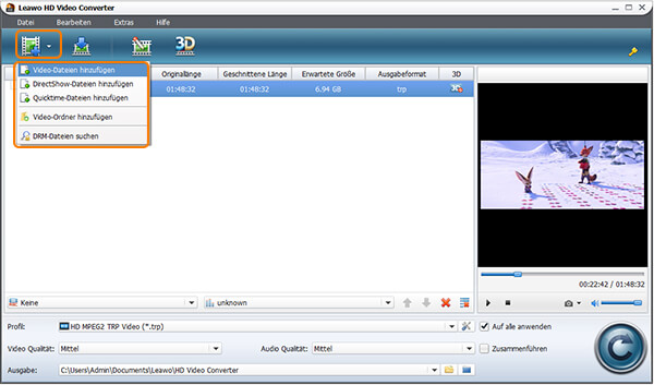 mpg to trp converter, mpg in trp umwandeln