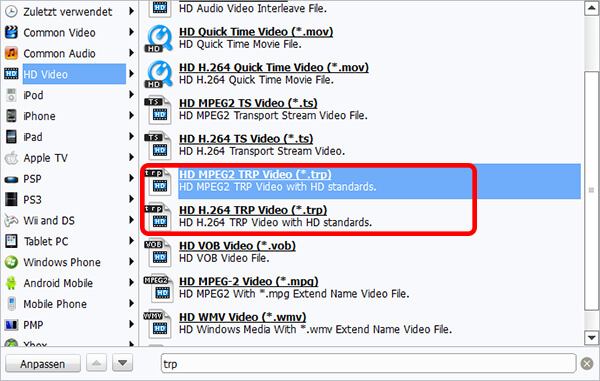 mpg to trp converter, mpg in trp umwandeln